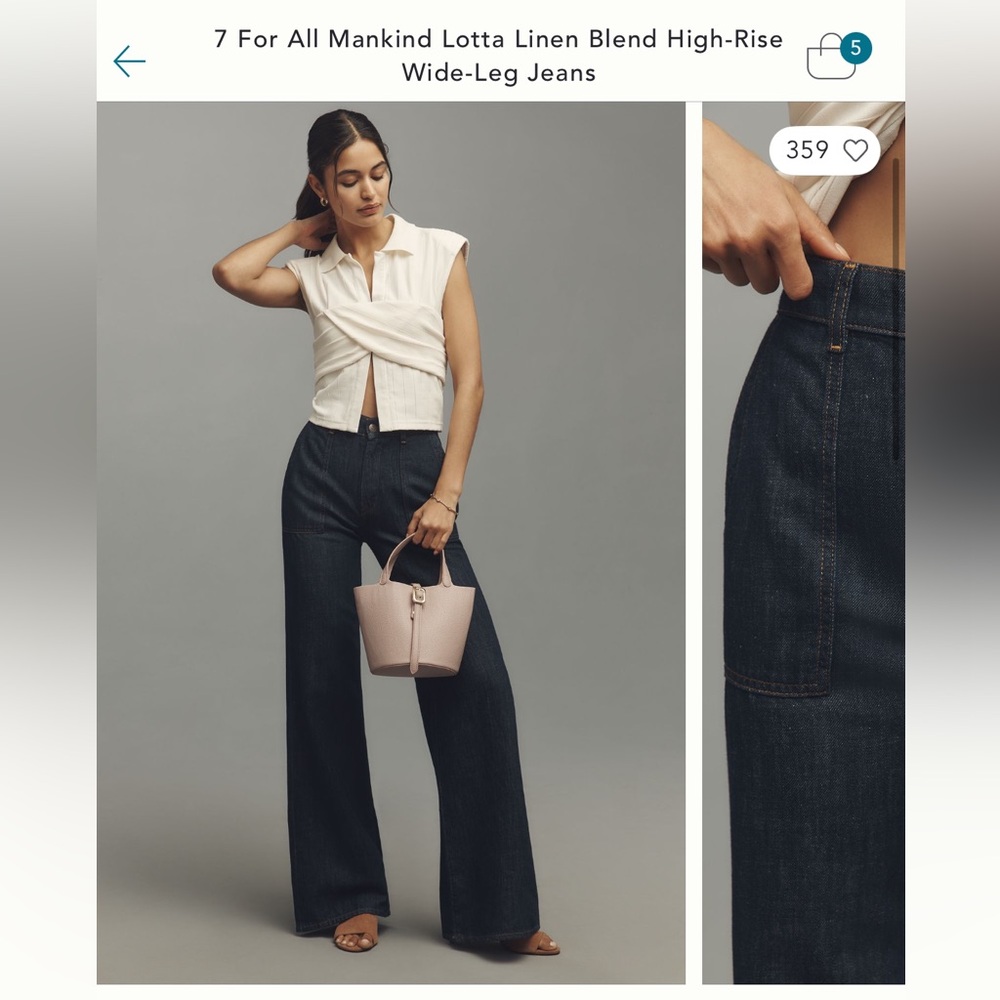 7 For All Mankind Lotta Linen Blend High Rise Wide Leg Jeans